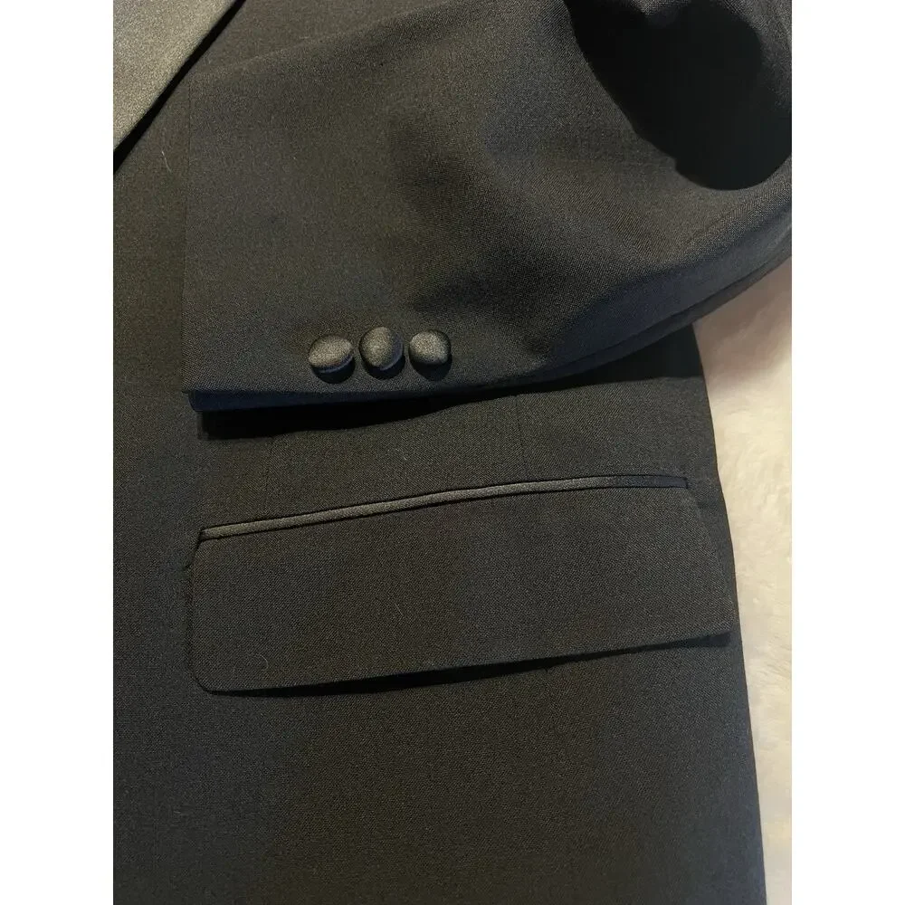 Vintage Cricketeer Tuxedo 38-40R 35x28 Solid Black 1 Button Wool Tux - Picture 10 of 16